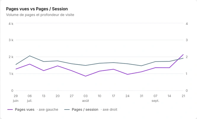 Pages vues et pages consultées par session
